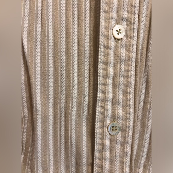 Indigo Palms Denim Co. Men’s Shirt Sz M Long Sleeve Striped Button up Tan/White - Picture 5 of 14